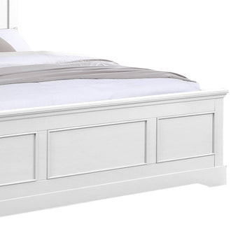 Queen Bed Frame in Solid Wood with Slats Support in White colour - RnR Galore