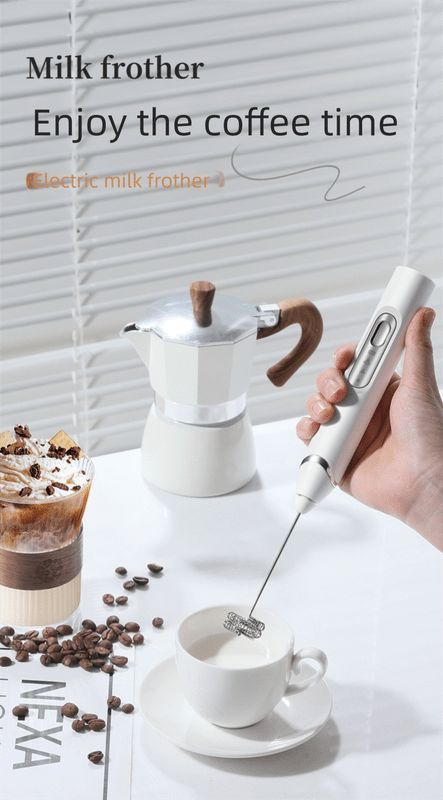 Rechargeable 3 - in - 1 Handheld Milk Frother Set - Electric Whisk with Egg Beater & Mixing Hook - 3 Speed Adjustable Foam Maker for Coffee, Lattes, Baking & Baby Food (White) - RnR Galore