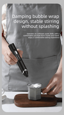 Rechargeable 3 - in - 1 Milk Frother Set with Metal Stand - Handheld Electric Whisk, Egg Beater & Mixing Hook - 3 Speed Foam Maker for Coffee, Lattes & Baking (Black) - RnR Galore