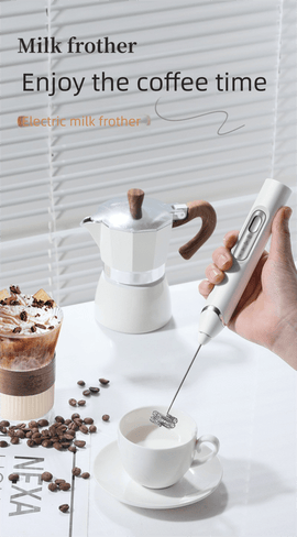 Rechargeable 3 - in - 1 Milk Frother Set with Metal Stand - Handheld Electric Whisk, Egg Beater & Mixing Hook - 3 Speed Foam Maker for Coffee, Lattes & Baking (White) - RnR Galore