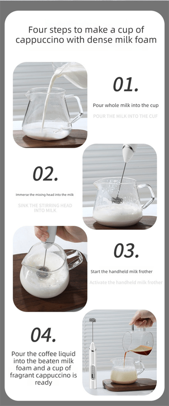 Rechargeable 3 - in - 1 Milk Frother Set with Metal Stand - Handheld Electric Whisk, Egg Beater & Mixing Hook - 3 Speed Foam Maker for Coffee, Lattes & Baking (White) - RnR Galore