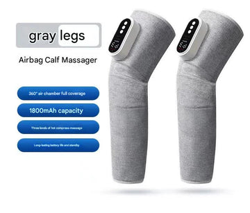 Rechargeable Air Compression Leg Massager with Heat Therapy for Knee & Calf Relief(grey - Double) - RnR Galore