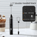 Rechargeable Electric Milk Frother Handheld - 3 Speed Adjustable Foam Maker with 2 Stainless Steel Whisks - Portable Coffee Mixer & Egg Beater for Flat Whites, Lattes & Baking (Black) - RnR Galore