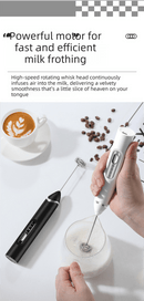 Rechargeable Electric Milk Frother Handheld - 3 Speed Adjustable Foam Maker with 2 Stainless Steel Whisks - Portable Coffee Mixer & Egg Beater for Flat Whites, Lattes & Baking (Black) - RnR Galore