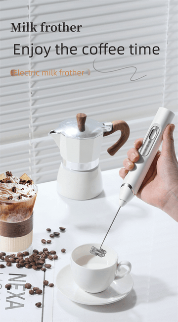Rechargeable Electric Milk Frother with Metal Stand - Handheld Foam Maker & Egg Beater Set - 3 Speed Mixer with 2 Stainless Steel Whisks for Flat Whites, Lattes & Baking (Black) - RnR Galore