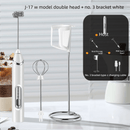 Rechargeable Electric Milk Frother with Metal Stand - Handheld Foam Maker & Egg Beater Set - 3 Speed Mixer with 2 Stainless Steel Whisks for Flat Whites, Lattes & Baking (White) - RnR Galore