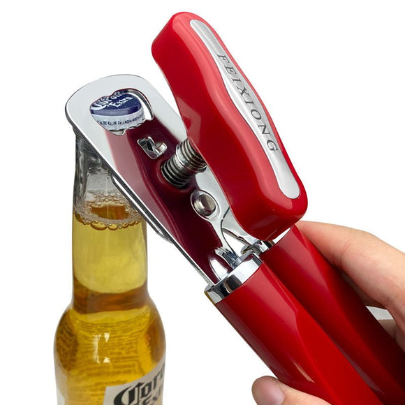 Red (2 - Pack) Heavy - Duty Manual Can Opener - Ergonomic 3 - in - 1 Tool with Stainless Steel Cutter & Bottle Opener - RnR Galore