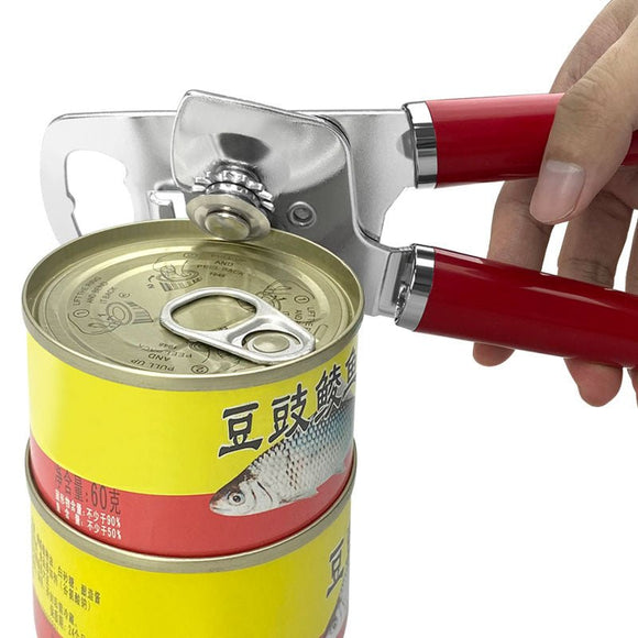 Red (2 - Pack) Heavy - Duty Manual Can Opener - Ergonomic 3 - in - 1 Tool with Stainless Steel Cutter & Bottle Opener - RnR Galore