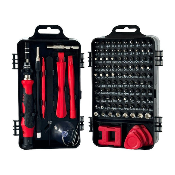 Red and Black Professional 115 - in - 1 Precision Screwdriver Set - Magnetic Repair Tool Kit for PC, Laptop, Phone & Electronics - RnR Galore