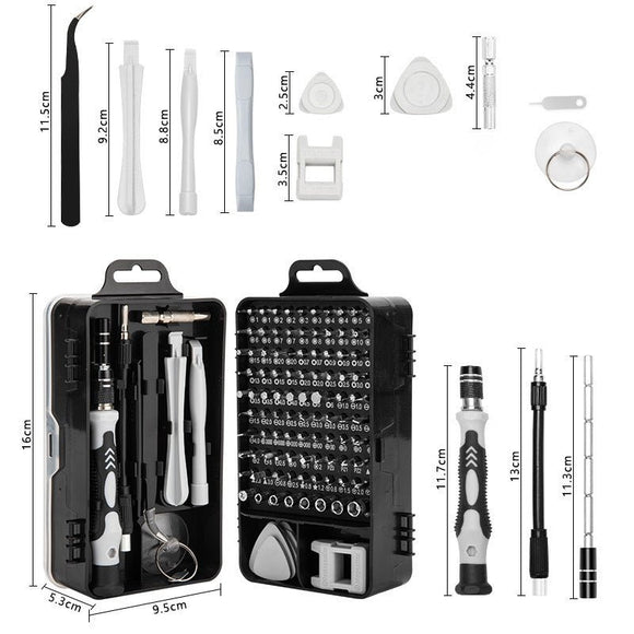 Red and Black Professional 115 - in - 1 Precision Screwdriver Set - Magnetic Repair Tool Kit for PC, Laptop, Phone & Electronics - RnR Galore