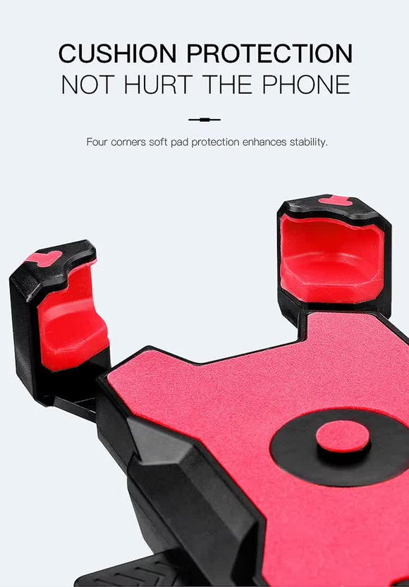 Red and Black Secure Grip Bike Phone Mount - Adjustable 360 Rotation Bicycle Handlebar Holder, Universal Cradle for MTB & Road Cycling - RnR Galore