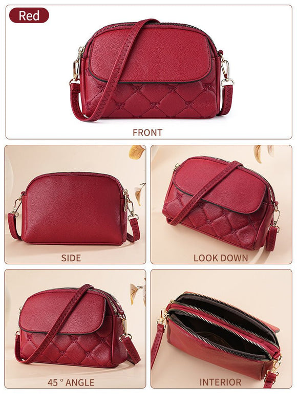 Red Chic Quilted Crossbody Bag - Multi - Compartment PU Leather Shoulder Purse - RnR Galore