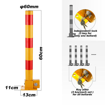 Red Parking Bollard locker Barrier Key Alike lock Fold Down Vehicle - RnR Galore
