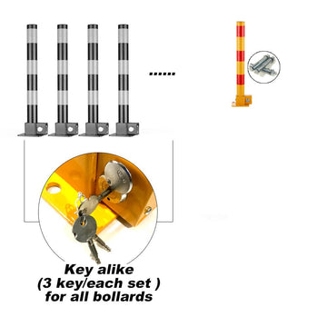 Red Parking Bollard locker Barrier Key Alike lock Fold Down Vehicle - RnR Galore