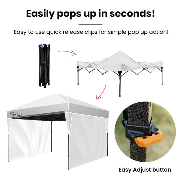 RED TRACK 3.6x2.2m Ultra Compact Folding Gazebo, Walls, Carry bag, Portable Outdoor Popup Marquee for Camping Beach, White - RnR Galore