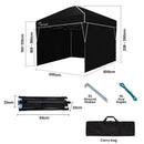 RED TRACK 3x3m Ultra Compact Folding Gazebo, Walls, Carry bag, Portable Outdoor Popup Marquee for Camping Beach, Black - RnR Galore
