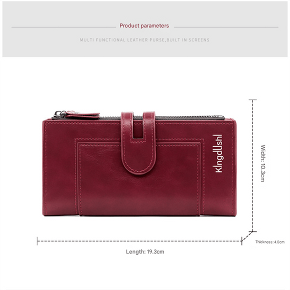 Red Women's Stylish Long Wallet - Multi - Card Slot PU Leather Clutch with Phone Pocket & Coin Zipper - RnR Galore