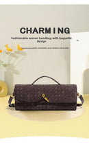 Retro Woven Baguette Handbag for Women Suede Texture PU Leather Shoulder Crossbody Bag Elegant Evening Clutch Coffee Brown - RnR Galore