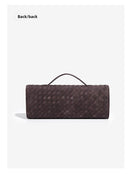 Retro Woven Baguette Handbag for Women Suede Texture PU Leather Shoulder Crossbody Bag Elegant Evening Clutch Pine Tea Color - RnR Galore