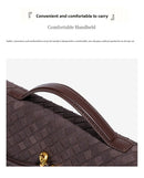 Retro Woven Baguette Handbag for Women Suede Texture PU Leather Shoulder Crossbody Bag Elegant Evening Clutch Warm gray - RnR Galore