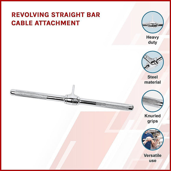 Revolving Straight Bar – Gym Cable Attachment for Tricep, Bicep & Pulley Workouts - RnR Galore