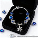 Rhinestone Blue Cat’s Eye Starry Glaze Beads Bracelet with Snowflake Pendant(17cm) - RnR Galore