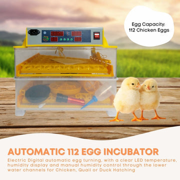 Rooster Farms Electric 112 Egg Incubator + Accessories for Chicken Quail Duck - RnR Galore