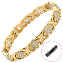 Rose gold New Fashion Lightweight Luxury Four - Leaf Clover Diamond Inlaid Bracelet - Alloy Magnetic Watch Band Style Bracelet for Women + Free Disassembly Tool - RnR Galore