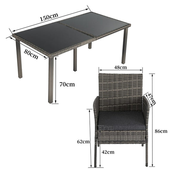 Rural Style Outdoor Grey Wicker 6 Seater Dining Set - RnR Galore