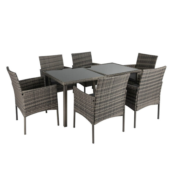 Rural Style Outdoor Grey Wicker 6 Seater Dining Set - RnR Galore