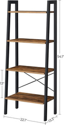 Rustic brown and black steel Metal Frame 4 Tier bookshelf - RnR Galore