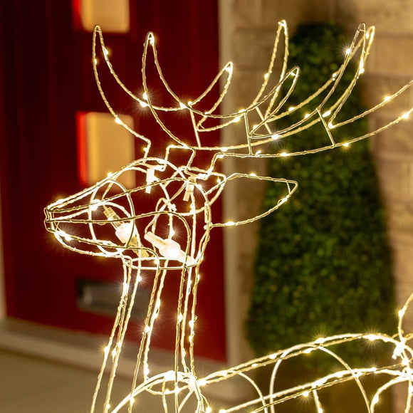 Samland Led Warm White Copper Wired 3d Standing Reindeer For Christmas Decoration - RnR Galore