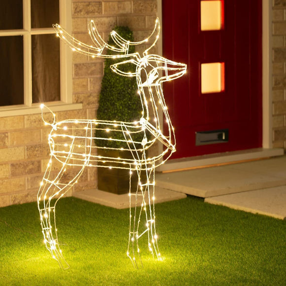 Samland Led Warm White Copper Wired 3d Standing Reindeer For Christmas Decoration - RnR Galore