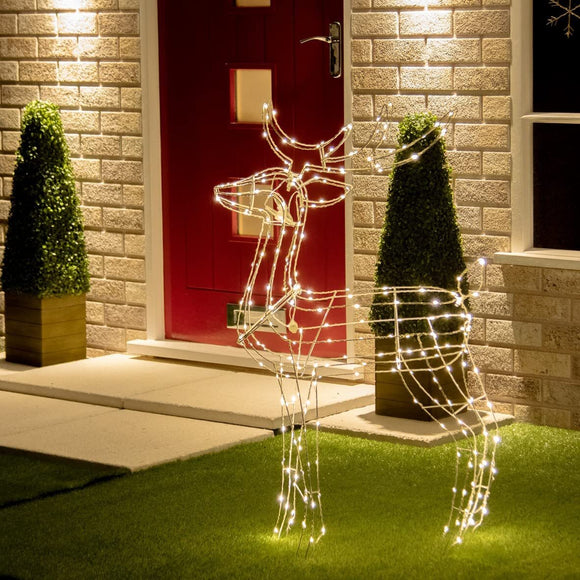 Samland Led Warm White Copper Wired 3d Standing Reindeer For Christmas Decoration - RnR Galore