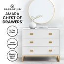 Sarantino Amara Chest of Drawers Tallboy Dresser in White/Gold - RnR Galore