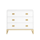 Sarantino Amara Chest of Drawers Tallboy Dresser in White/Gold - RnR Galore