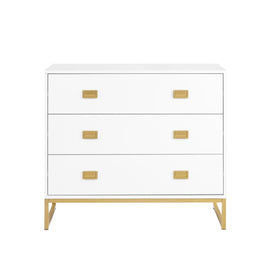 Sarantino Amara Chest of Drawers Tallboy Dresser in White/Gold - RnR Galore