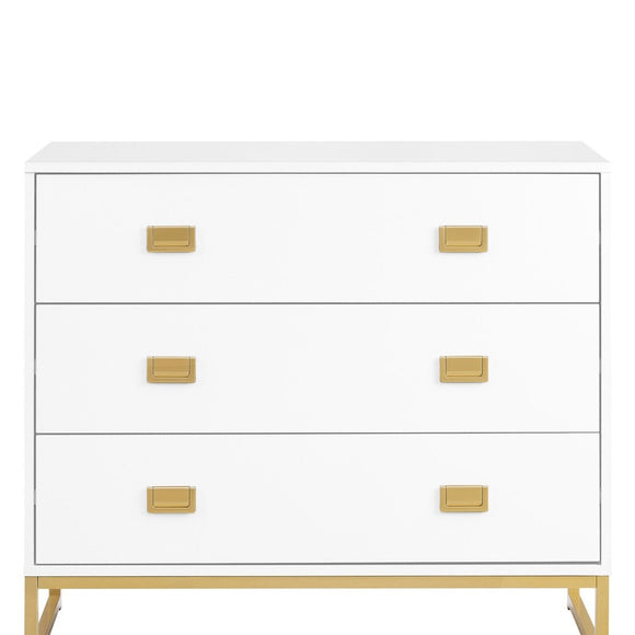 Sarantino Amara Chest of Drawers Tallboy Dresser in White/Gold - RnR Galore