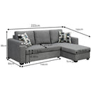 Sarantino Fontana Pullout Sofa Bed with Storage Chaise Lounge - Grey - RnR Galore