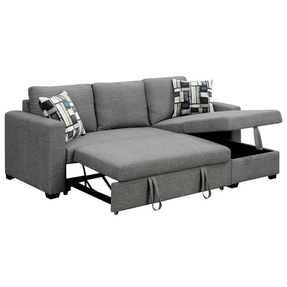 Sarantino Fontana Pullout Sofa Bed with Storage Chaise Lounge - Grey - RnR Galore