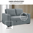 Sarantino Hoffman Linen Sofa Bed with Cushions & Cup Holders Airforce Blue - RnR Galore