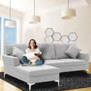 Sarantino Linen Corner Sofa Couch Lounge L - shape W/right Chaise Seat Light Grey - RnR Galore