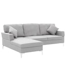 Sarantino Linen Corner Sofa Couch Lounge L - shape W/right Chaise Seat Light Grey - RnR Galore