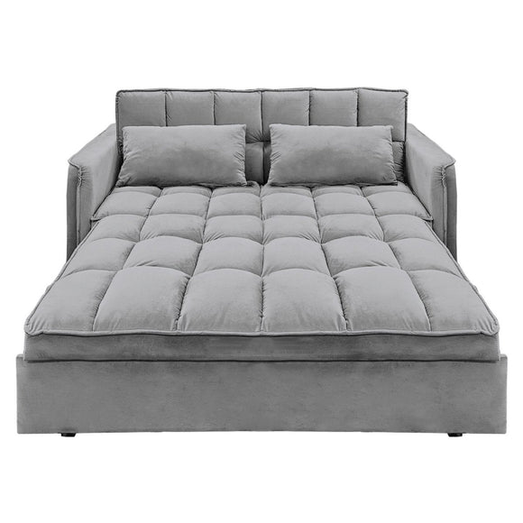 Sarantino Quincy 2 - Seater Velvet Sofa Bed in Dark Grey with Wooden Frame and Tufted Design - RnR Galore