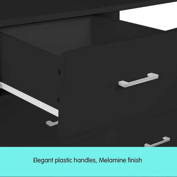 Sarantino Tallboy Dresser 6 Chest Of Drawers Table Cabinet Bedroom Storage Black - RnR Galore
