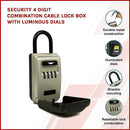 Security 4 Digit Combination Cable Lock Box With Luminous Dials - RnR Galore