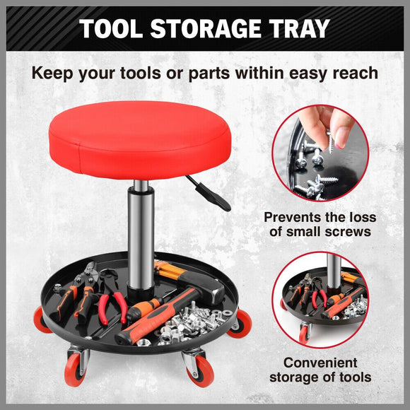 SEDY 150kg Load Pneumatic Roller Seat Mechanic Rolling Stool With Tool Tray AU - RnR Galore