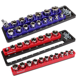 SEDY 2Pc Magnetic Socket Organizer 1/2 Drive Metric SAE Sockets Storage Holder - RnR Galore