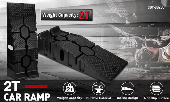 SEDY 2Pcs 2 Ton Heavy Duty Car Ramps 17cm Rise Antiskid Vehicle Service Ramp Au - RnR Galore