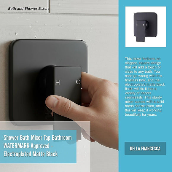 Shower Bath Mixer Tap Bathroom WATERMARK Approved - Electroplated Matte Black - RnR Galore